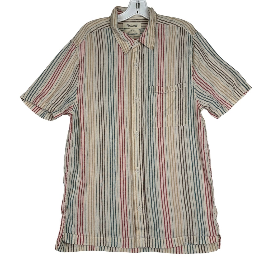 Madewell Easy Fit Striped Shirt Short Sleeve Button Up Women's size XS - Picture 1 of 10
